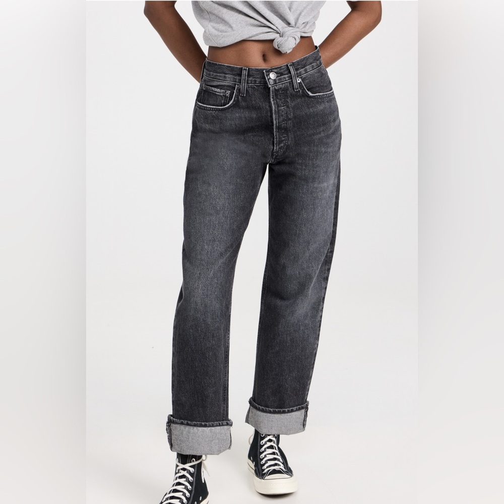 Women’s Agolde Fran Low Hung Straight Jeans - Black Wash - Size 25